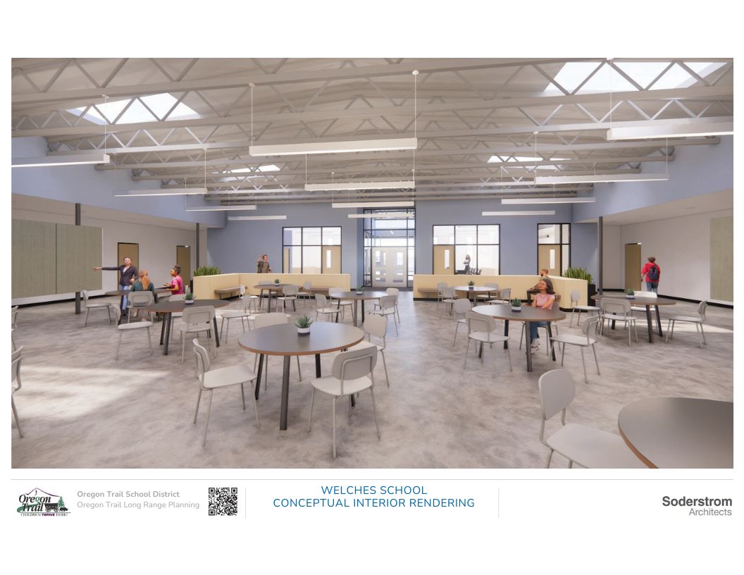 A rendering of what the new commons at the front of the Welches K-8 School might look like.